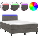  Box spring postelja z vzmetnico LED temno siva 120x200 cm žamet, (20725792) | Shoptok.si