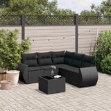 Maison Chic Seti vrtnega pohištva - Vrtna garnitura - Vrtni pohištvo set 6-delna z blazinami črna poli ratan, (21804267) | Shoptok.si