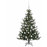  Umjetno božićno drvce s kuglicom 150 cm 150 LED lampica - Zelena 150 cm s LED žaruljama i bijelim kuglicama | shoptok.hr
