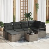 vidaXL 6-delni vrtni kavčni set z blazinami črn poli ratan | Shoptok.si