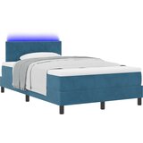 vidaXL Postelja s plaščem in vzmetnico & LED Temno modra 120x190 cm Žamet, (22050795) | Shoptok.si