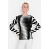 Trendyol Black Striped Knitted T-Shirt Cene
