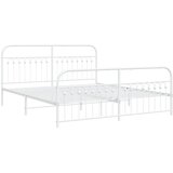 vidaXL Kovinski posteljni okvir z vzglavjem in vznožjem bel 183x203 cm, (21251430) | Shoptok.si