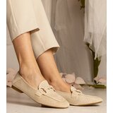 Gemre Beige Women's Perforated Loafers with Ornament Mensory | Shoptok.si