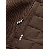 Ombre Lightweight unzipped men's jacket with quilted front - brown | Shoptok.si