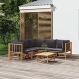  Sedežna garnitura 6-delna temno sive blazine bambus | Shoptok.si