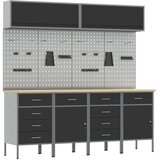  Set s radnim ormarićem i pločom s kukama 10 komada crna MDF i metal | shoptok.hr