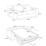 Bobochic Paris Tamno plava sofa za spavanje/sklopiva od šenila 240 cm Hugo – | shoptok.hr