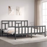  Za krevet s uzglavljem sivi 200 x 200 cm od masivnog drva | shoptok.hr