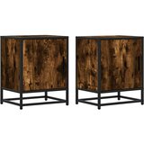 Maison Chic Dvo delni komplet Nočne omarice - Nočne mize dimljen hrast 40x31x50 cm inž. les/kovina, (21690036) | Shoptok.si
