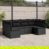 Maison Chic Seti vrtnega pohištva - Vrtna garnitura - Vrtni pohištvo set 6-delna z blazinami črna poli ratan, (21806175) | Shoptok.si