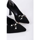 Shoeberry Women's Sadie Black Suede Heeled Shoes Stiletto Cene