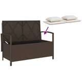 vidaXL vrtna klop za shranjevanje z blazino brown poly rattan | Shoptok.si