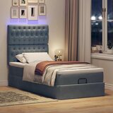 vidaXL Otomanski posteljni okvir z vzmetnicami siv 90x190cm žamet | Shoptok.si