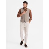 Ombre Men's suit vest with classic detailing and lining - beige | Shoptok.si