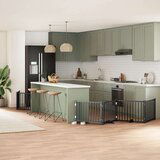 vidaXL Ograda za pse z vrati zložljiva 6 panelov črna 480 cm les | Shoptok.si