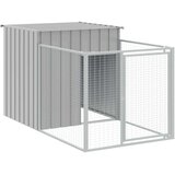 vidaXL Pasja uta z izhodom svetlo siva 110x201x110 cm pocinkano jeklo | Shoptok.si
