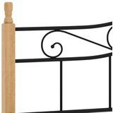 Kovina okvir za krevet crni od metala i masivne hrastovine 200x200 cm | shoptok.hr