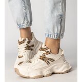 Gemre Beige women's sports sneakers with leopard insert Sandra | Shoptok.si