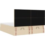 vidaXL Otomanski posteljni okvir z vzmetnicami krem 200x200 cm blago | Shoptok.si