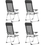  Zložljivi stoli za kampiranje 4 kosi črne barve aluminij | Shoptok.si