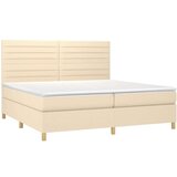  Box spring postelja z vzmetnico krem 200x200 cm blago | Shoptok.si