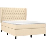  Krevet s oprugama i madracem krem 140x200 cm od tkanine | shoptok.hr