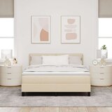  Postelja z vzmetnico z vzmetnico krema 160 x 200 cm blago, (5000141853) | Shoptok.si