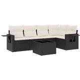  6-dijelni set vrtnih sofa s jastucima crni od poliratana Crna 85 x 62 x 69 cm | shoptok.hr
