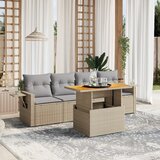 The Living Store Vrtna sedežna garnitura 5-delna z blazinami bež poli ratan - Vrtna Sedežna Garniture, (21469646) | Shoptok.si