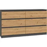 TOP E SHOP Malwa M6 Chest of Drawers in Anthracite and Artisan Oak - Modern Storage Solution, (21738633)