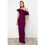 Trendyol Plum Plain Fitted Woven Evening Dress & Graduation Dress Cene