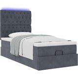 vidaXL Otomanski posteljni okvir z vzmetnicami siv 100x200cm žamet | Shoptok.si