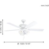 Eglo 35076 - Plafonski ventilator LAS PALMAS 3xE27/40W/230V beo | Eponuda.com