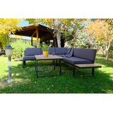  Mers Corner - Black (1+1+2) BlackWoodenGrey Garden Lounge Set Cene