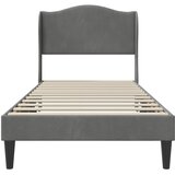  Krevetna konstrukcija s uzglavljem Tamnosiva 90 x 190 cm Baršun | shoptok.hr