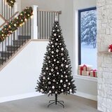 vidaXL Božićno drvce s 300 LED svjetlima s stalakom Crna 240 cm PVC | shoptok.hr