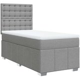 vidaXL Okvir kreveta s oprugama i madrac svjetlosivi 90x200cm tkanina | shoptok.hr