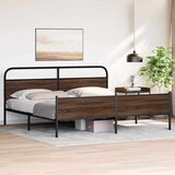 Metalni Kovinski posteljni okvir brez vzmetnice rjavi hrast 183x213 cm, (21611798) | Shoptok.si
