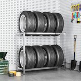  Stalak za gume s 2 razine srebrni 110 x 40 x 110 cm čelični | shoptok.hr