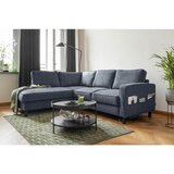 MID.YOU KOTNA SEDEŽNA GARNITURA, struktura temno modra | Shoptok.si