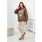 Kesi Cotton set of insulated sweatshirt + leggings brown Cene