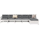 Maison Chic Seti vrtnega pohištva - Vrtna garnitura - Vrtni pohištvo set 6-delna bela trdna borovina, (21814232) | Shoptok.si