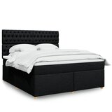 vidaXL Krevet s oprugama i madracem crni 180x200 cm od tkanine | shoptok.hr