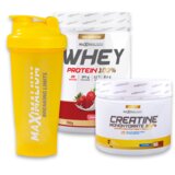 Maximalium Paket "Vojvoda od mišića", Whey Protein Jagoda/jogurt 750g + Kreatin Monohidrat 500g + Šejker Cene
