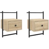  Noćni ormarići zidni 2 kom boja hrasta 35 x 30 x 51 cm drveni | shoptok.hr