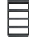 vidaXL knjižna omara za razdelitev prostora siva 80x35x135 cm borovina | Shoptok.si
