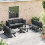  Sjedeća garnitura za vrt s jastukom 8 pcs Crna Aluminij | shoptok.hr