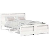 vidaXL Konstrukcija postelje Bela 150 x 200 cm Trdna borovina | Shoptok.si