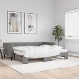 vidaXL Izvlečna dnevna postelja z vzmetnicami tm. siva 90x190 cm blago Cene